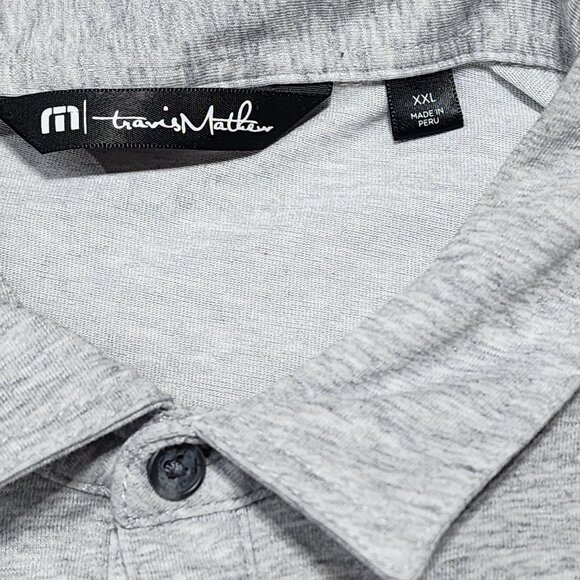 Travis Mathew Mens Gray Polo Shirt XXL Blue Stripes - Picture 5 of 6